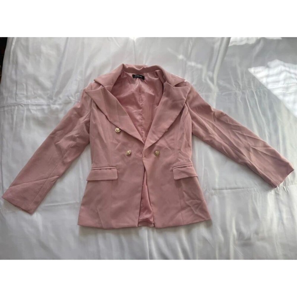 Chic Me Dusty Rose Pink Double-Breasted Blazer, Size Small